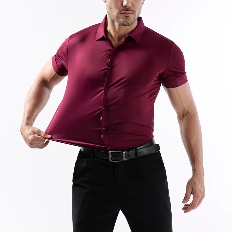 High Quality Summer Business Shirts For Men | Short Sleeve, Wrinkle Free, Stretch Fit Office Dress Shirt