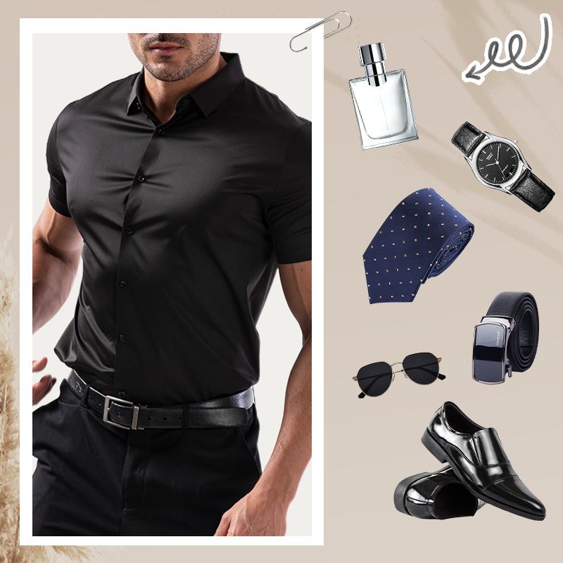 High Quality Summer Business Shirts For Men | Short Sleeve, Wrinkle Free, Stretch Fit Office Dress Shirt