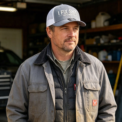 🔥2026 New Arrival ＆ Hot Sale🔥Mesh Back Trucker Cap with "I Fix Shit" Embroidery – Breathable Outdoor Sun Hat🧢☀️