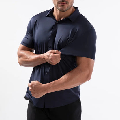 High Quality Summer Business Shirts For Men | Short Sleeve, Wrinkle Free, Stretch Fit Office Dress Shirt