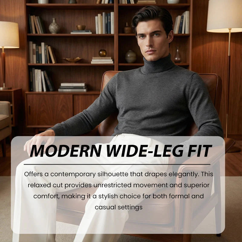 Men’s Casual Pleated Wide-Leg Pants