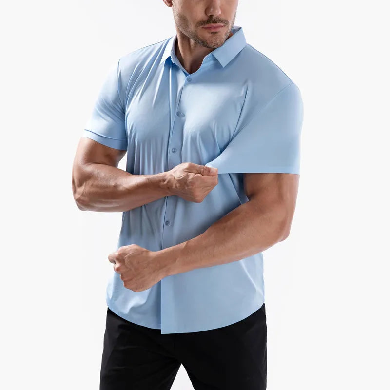 High Quality Summer Business Shirts For Men | Short Sleeve, Wrinkle Free, Stretch Fit Office Dress Shirt
