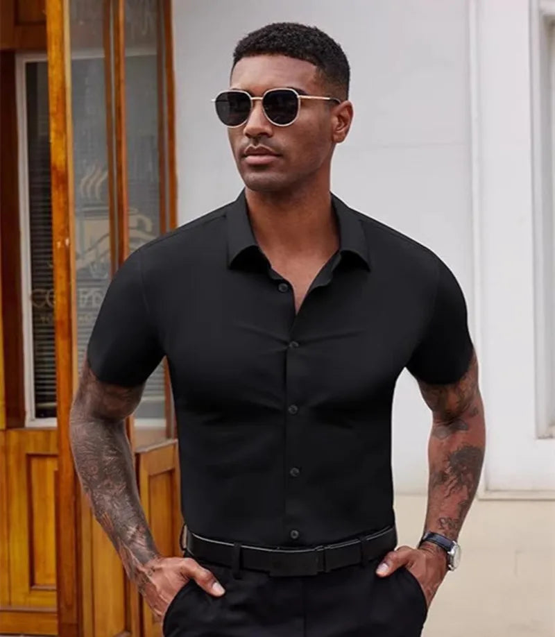 High Quality Summer Business Shirts For Men | Short Sleeve, Wrinkle Free, Stretch Fit Office Dress Shirt