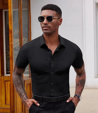 High Quality Summer Business Shirts For Men | Short Sleeve, Wrinkle Free, Stretch Fit Office Dress Shirt