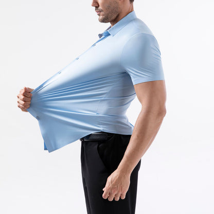 High Quality Summer Business Shirts For Men | Short Sleeve, Wrinkle Free, Stretch Fit Office Dress Shirt