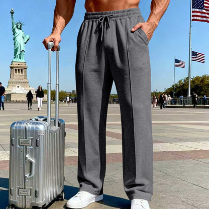 👖 50% OFF NOW! 🌿 Men's Straight Leg Pants – Elastic Waist, Drawstring & Knit – Casual Comfort & Breathable ✨