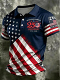 Patriotic American Flag Polo Shirt for Men, 250th Anniversary 1776-2026