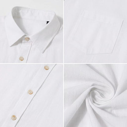 Classic Long Sleeve Linen Shirt - Men's Casual Button-Down