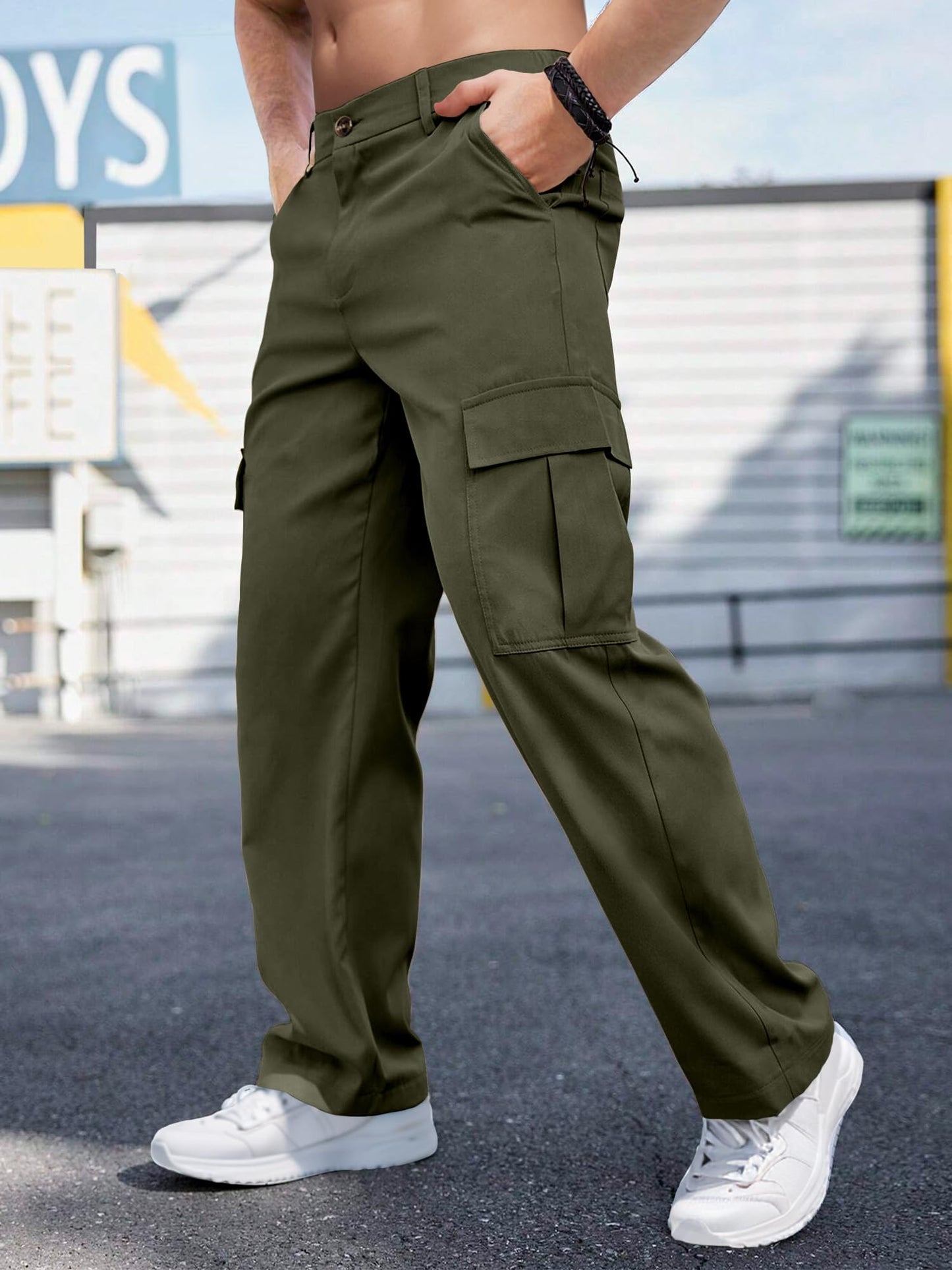 Men's Casual Loose Fit Cargo Pants – Breathable Durable Fashion Workwear Trousers