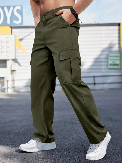 Men's Casual Loose Fit Cargo Pants – Breathable Durable Fashion Workwear Trousers