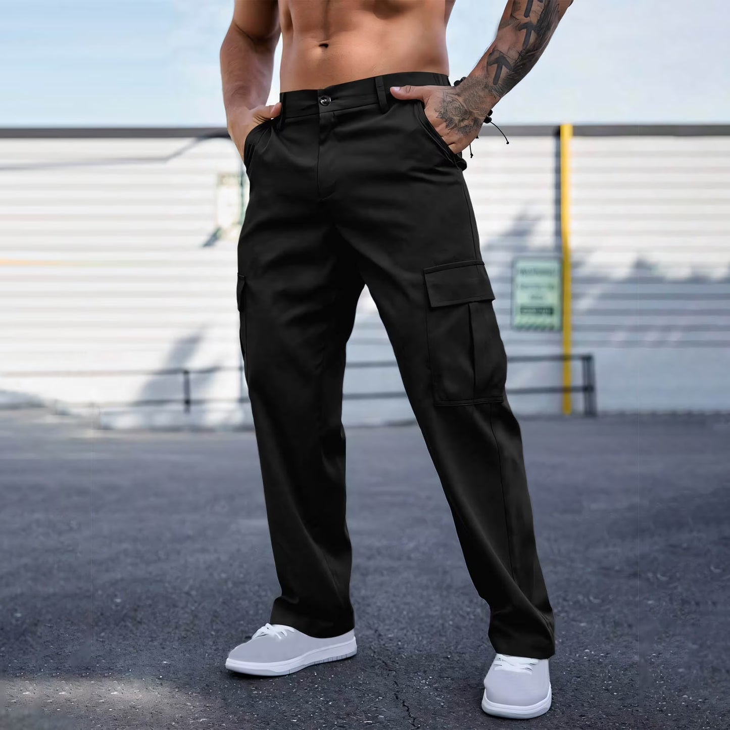 Men's Casual Loose Fit Cargo Pants – Breathable Durable Fashion Workwear Trousers