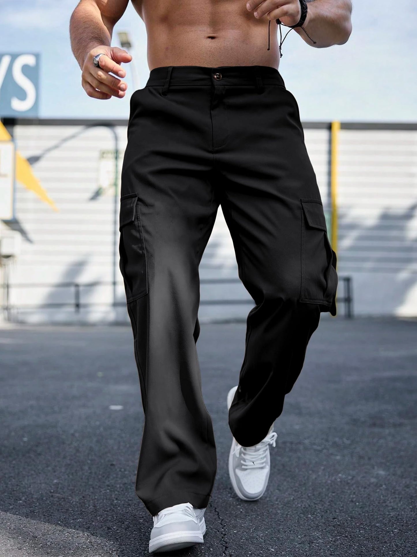 Men's Casual Loose Fit Cargo Pants – Breathable Durable Fashion Workwear Trousers