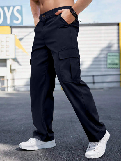 Men's Casual Loose Fit Cargo Pants – Breathable Durable Fashion Workwear Trousers