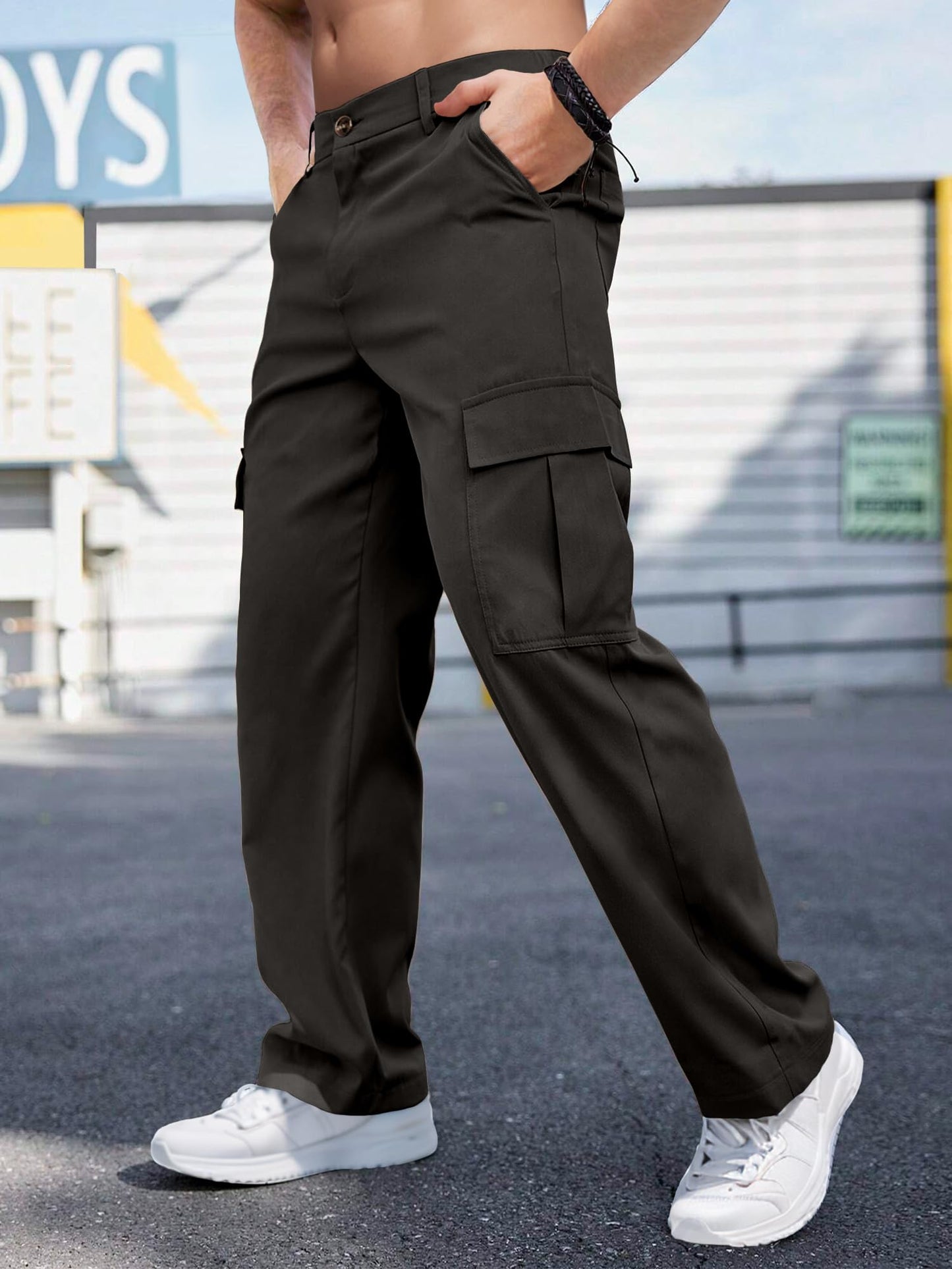Men's Casual Loose Fit Cargo Pants – Breathable Durable Fashion Workwear Trousers