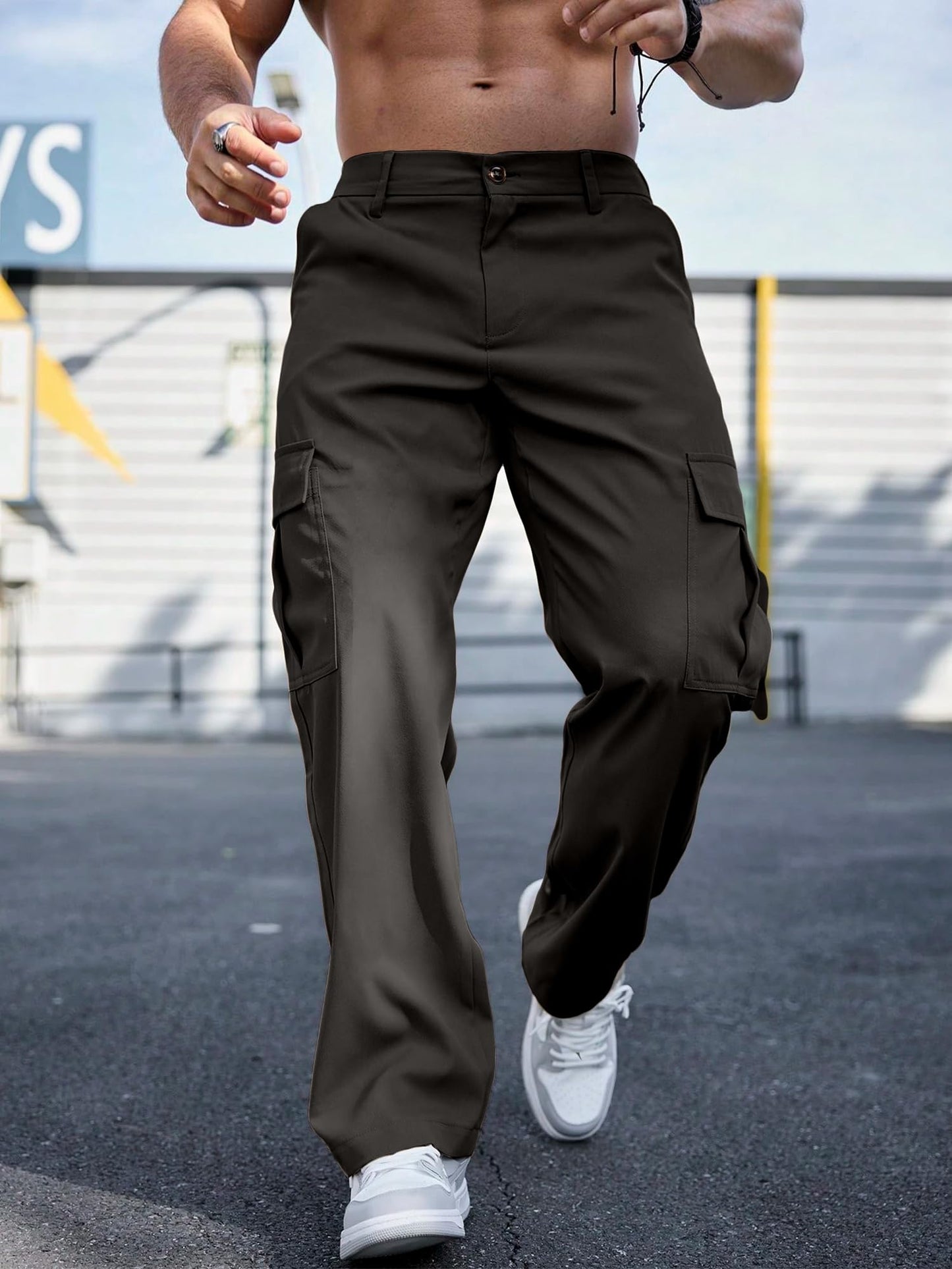 Men's Casual Loose Fit Cargo Pants – Breathable Durable Fashion Workwear Trousers