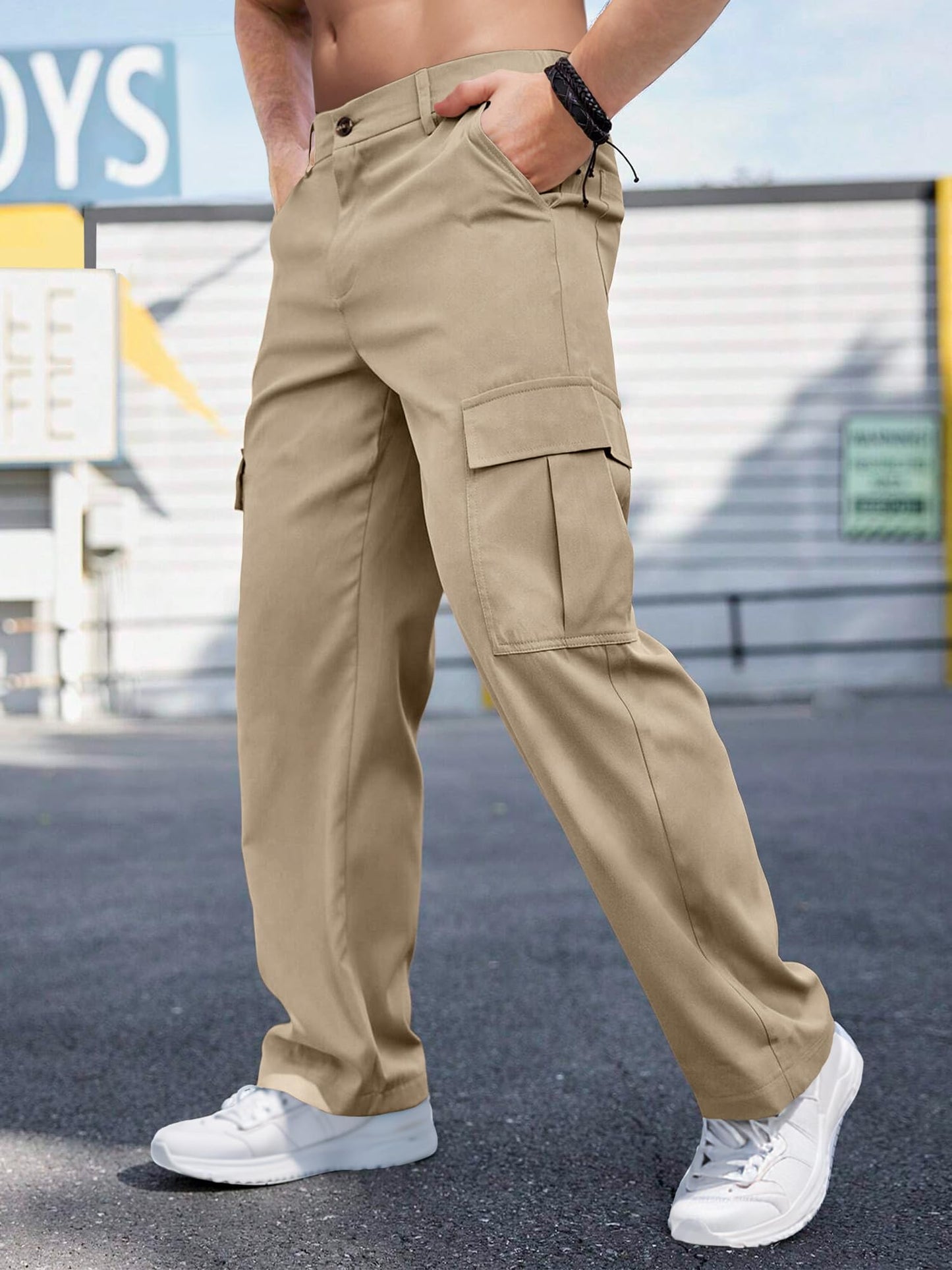 Men's Casual Loose Fit Cargo Pants – Breathable Durable Fashion Workwear Trousers