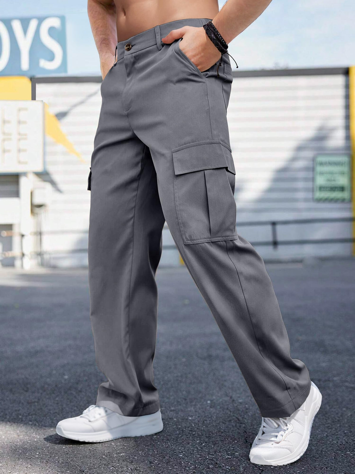 Men's Casual Loose Fit Cargo Pants – Breathable Durable Fashion Workwear Trousers