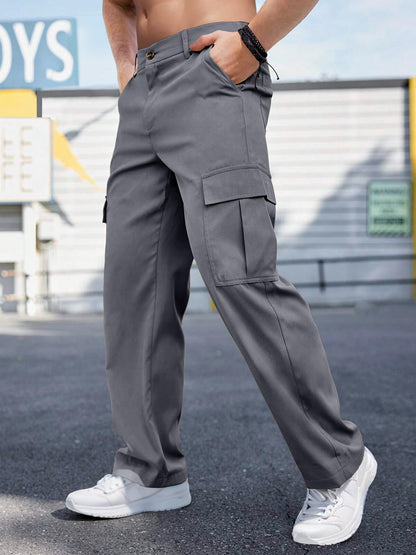 Men's Casual Loose Fit Cargo Pants – Breathable Durable Fashion Workwear Trousers