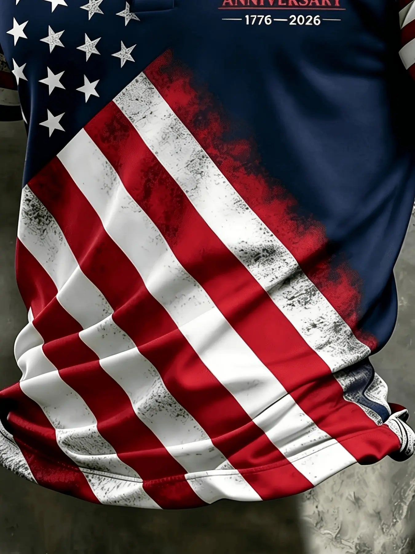Patriotic American Flag Polo Shirt for Men, 250th Anniversary 1776-2026