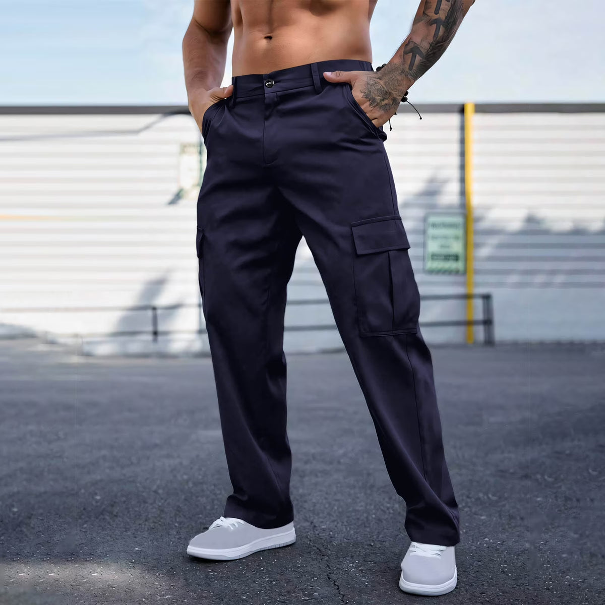 Men's Casual Loose Fit Cargo Pants – Breathable Durable Fashion Workwear Trousers