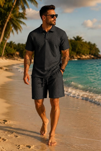 💪2026Men's💥Classic Jacquard Knit Polo Set