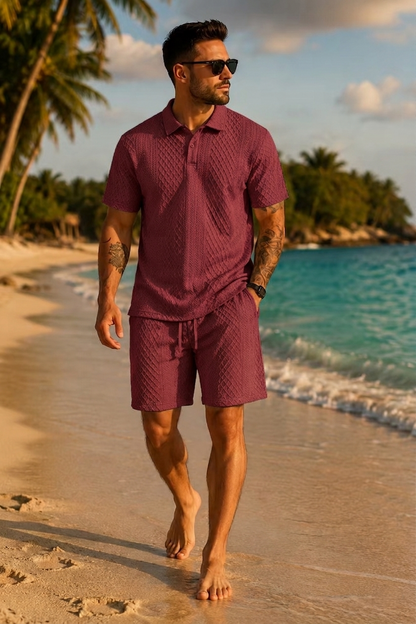 💪2026Men's💥Classic Jacquard Knit Polo Set