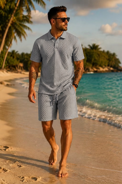 💪2026Men's💥Classic Jacquard Knit Polo Set