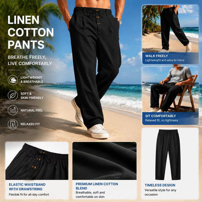 ⏳Limited-Time Offer⏰Men's Loose Fit Casual Relaxed Fit LightweightLinen Pants